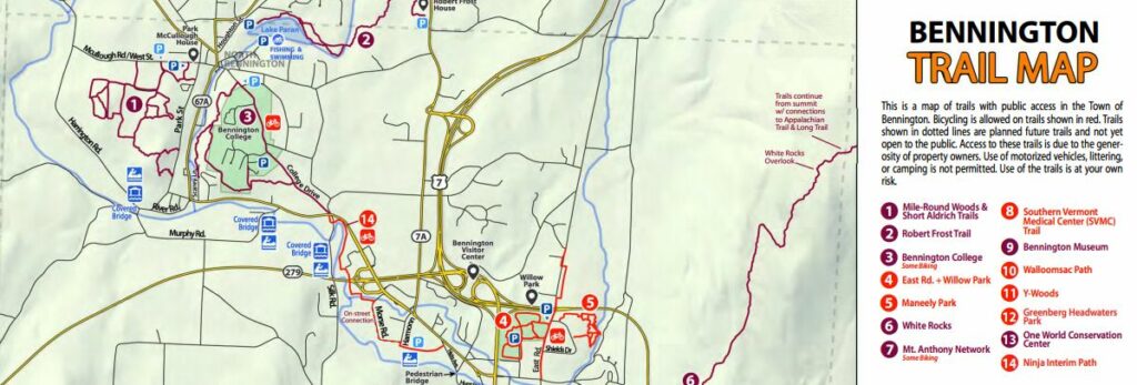 Screenshot of a trail map with caption "Recreation in the shires"