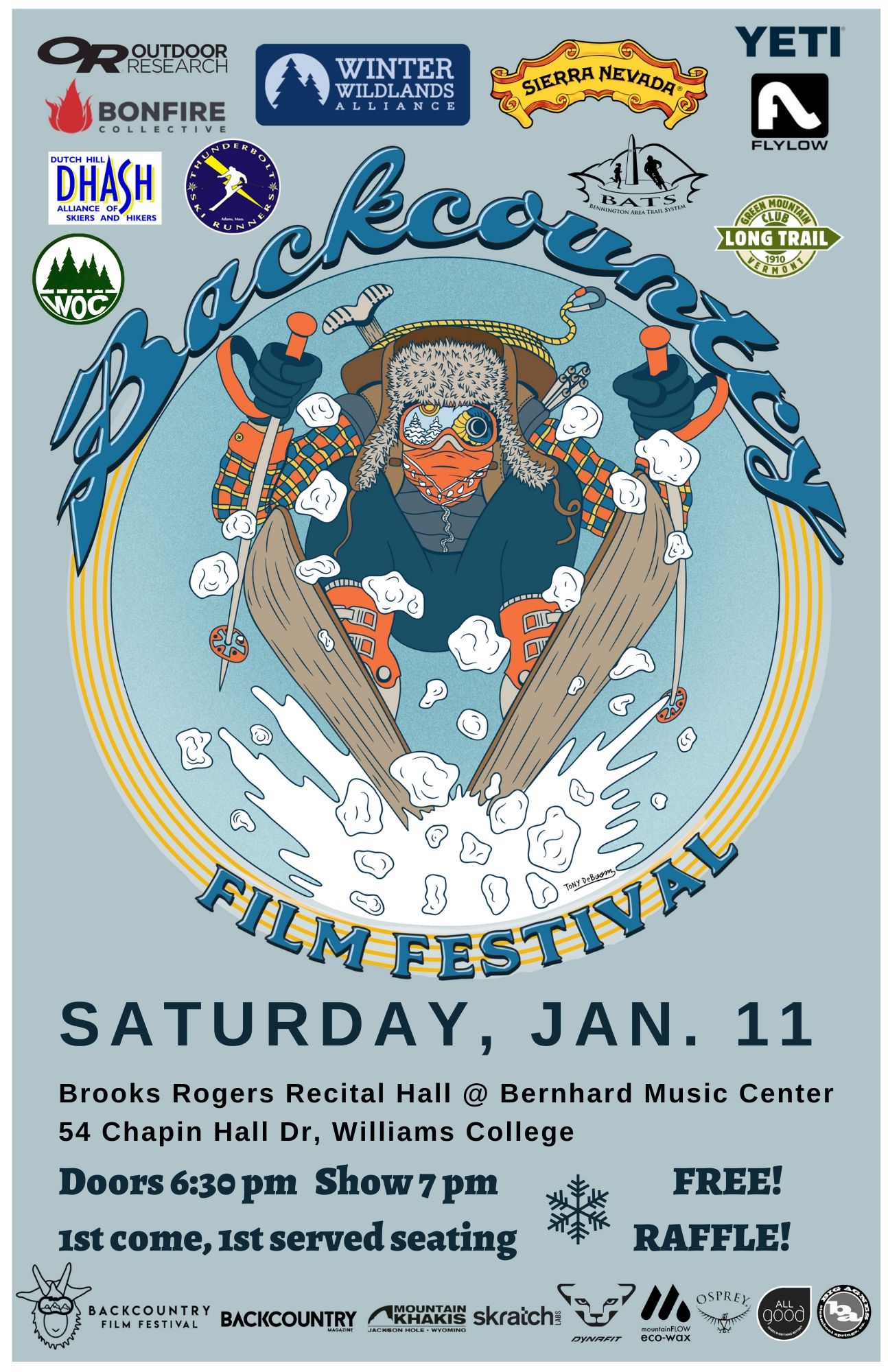 poster of skier and backcountry film fest information